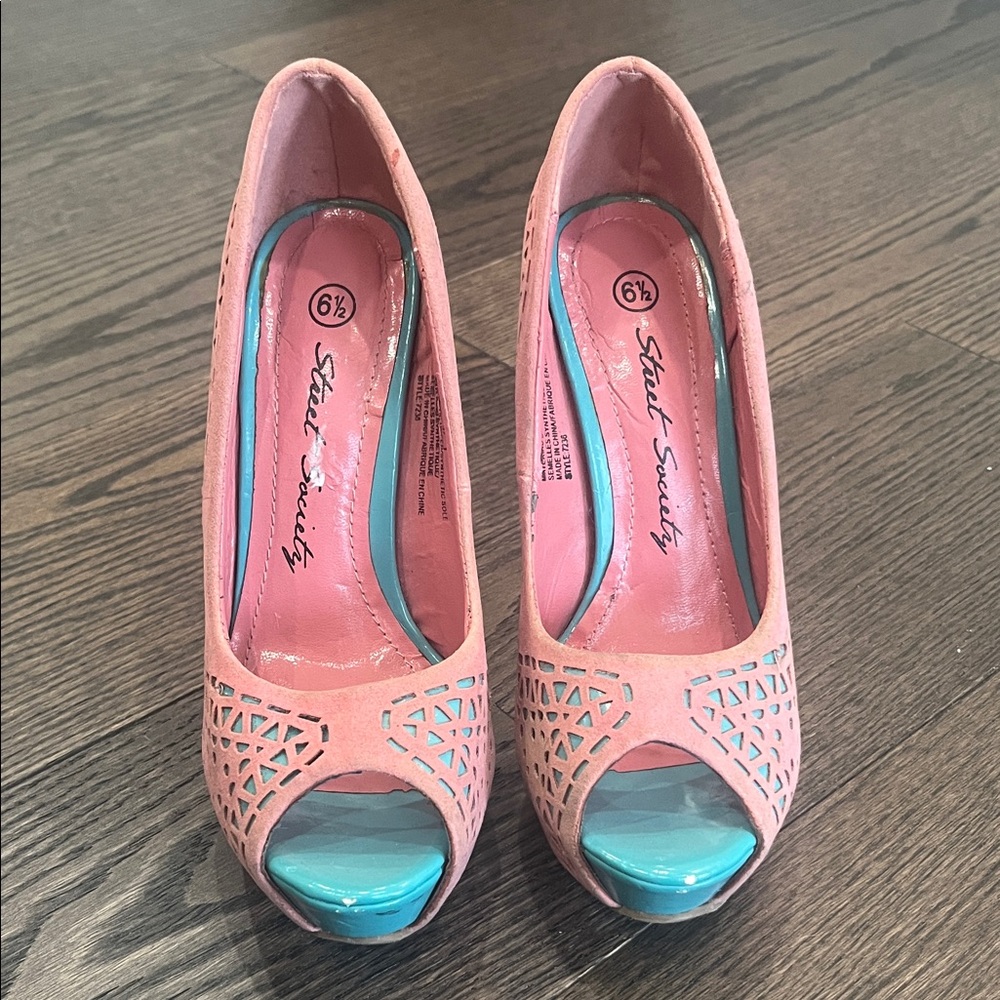 Sole Society Coral Peep-Toe Heels